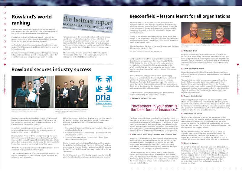 Rowland - Corporate newsletter production