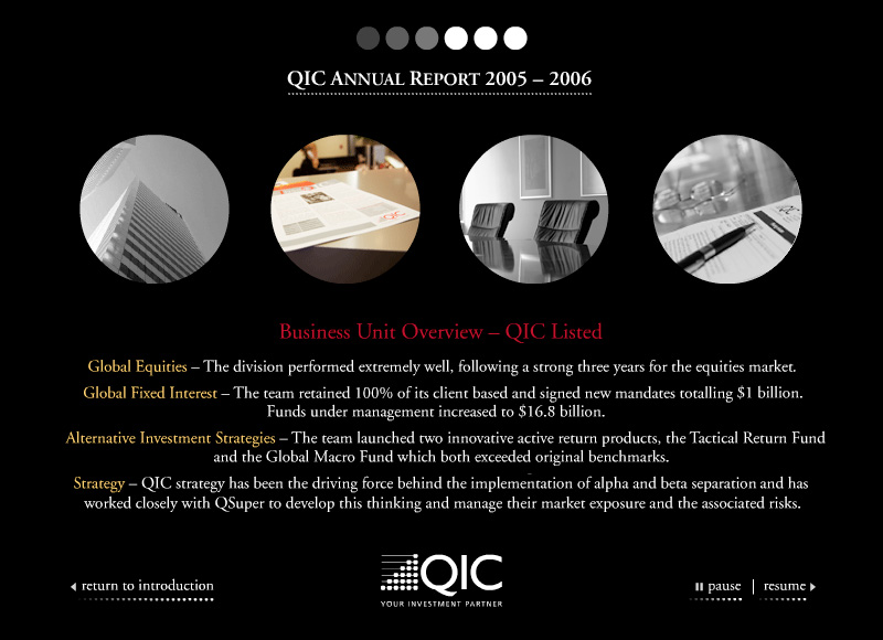 Queensland Investment Corporation - Interactive CD design and development