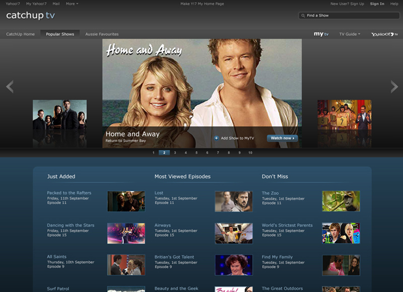 Plus7 Yahoo!7 TV - User experience design, Interaction design, Visual design