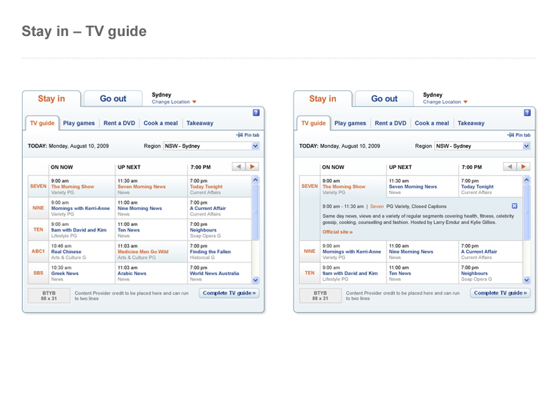 Yahoo!7 Frontpage - User experience design, Interaction design, Visual design