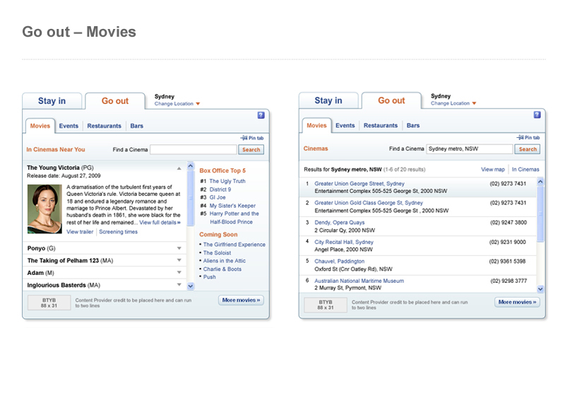 Yahoo!7 Frontpage - User experience design, Interaction design, Visual design